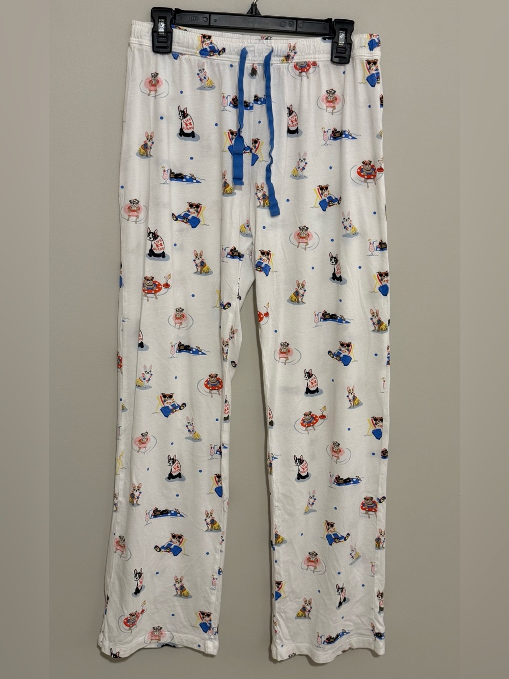 PJ Salvage French Bulldog Dog Print Pajama Lounge Pants Drawstring - Never Worn